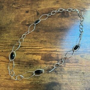 Simona Collini Stainless Steel & Black Onyx Chain Necklace